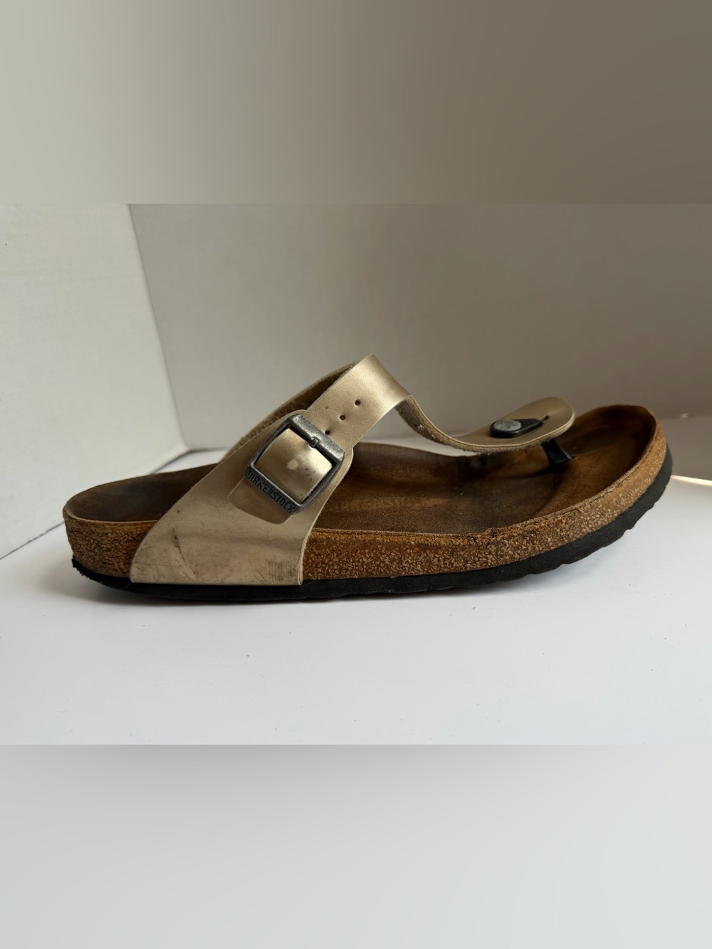 Birkenstock Gizeh Gold Metallic Leather Thong Sandals Size 42 Womens 11 - Picture 7 of 12
